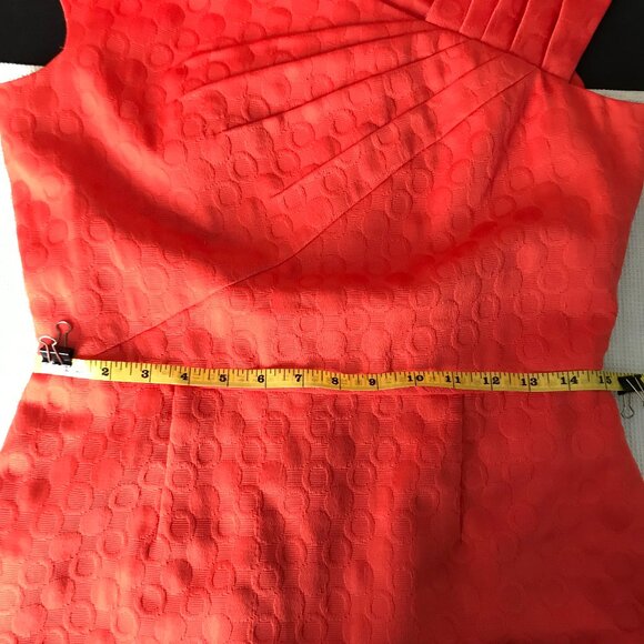 Tahari Arthur S. Levine Sheath Dress, Orange Sleeveless Textured Lined, Size 8 - Picture 5 of 12